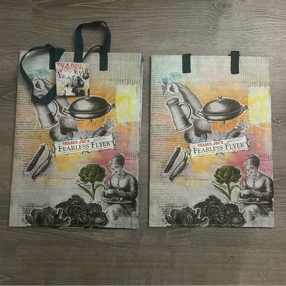 2 New Trader Joe's Fearless Flyer Reusable Bags - Picture 3 of 9